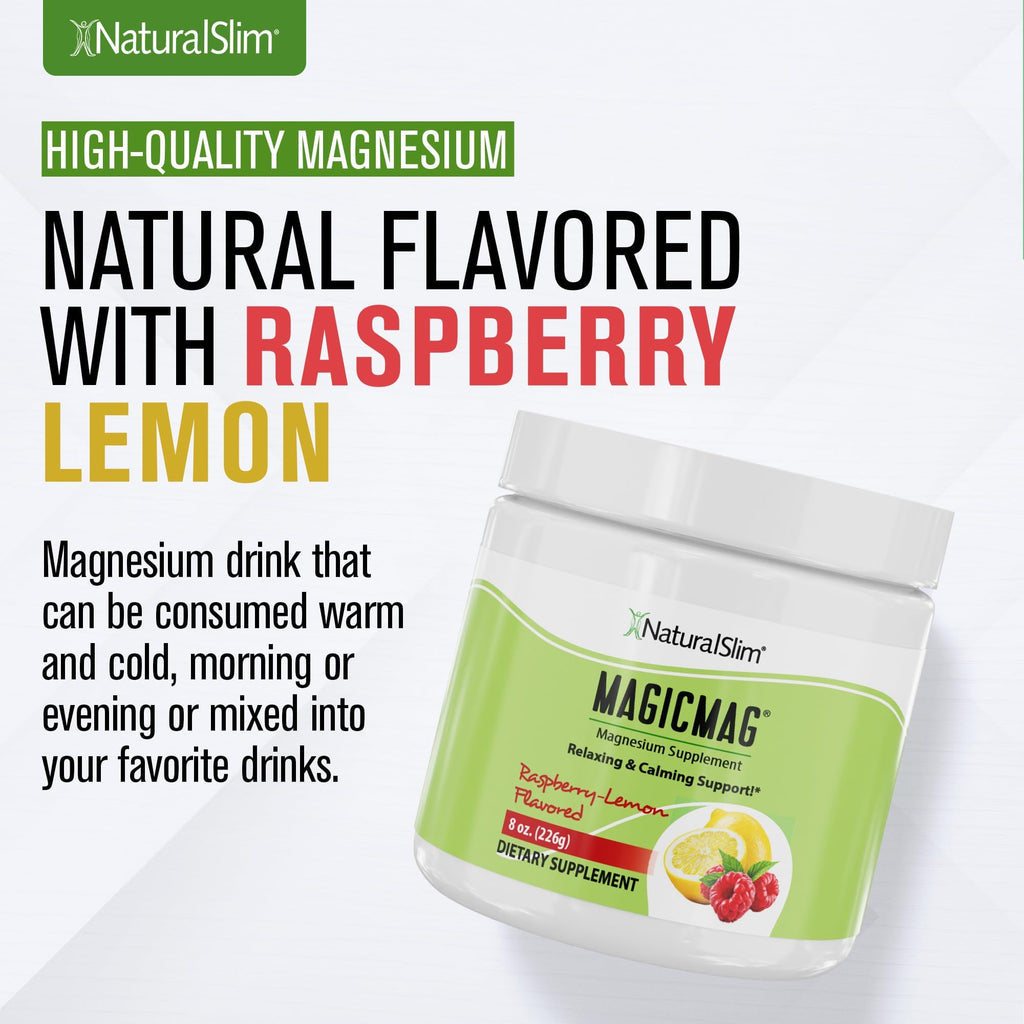 NaturalSlim MagicMag Magnesium Citrate Powder, Raspberry Lemon, 8 oz
