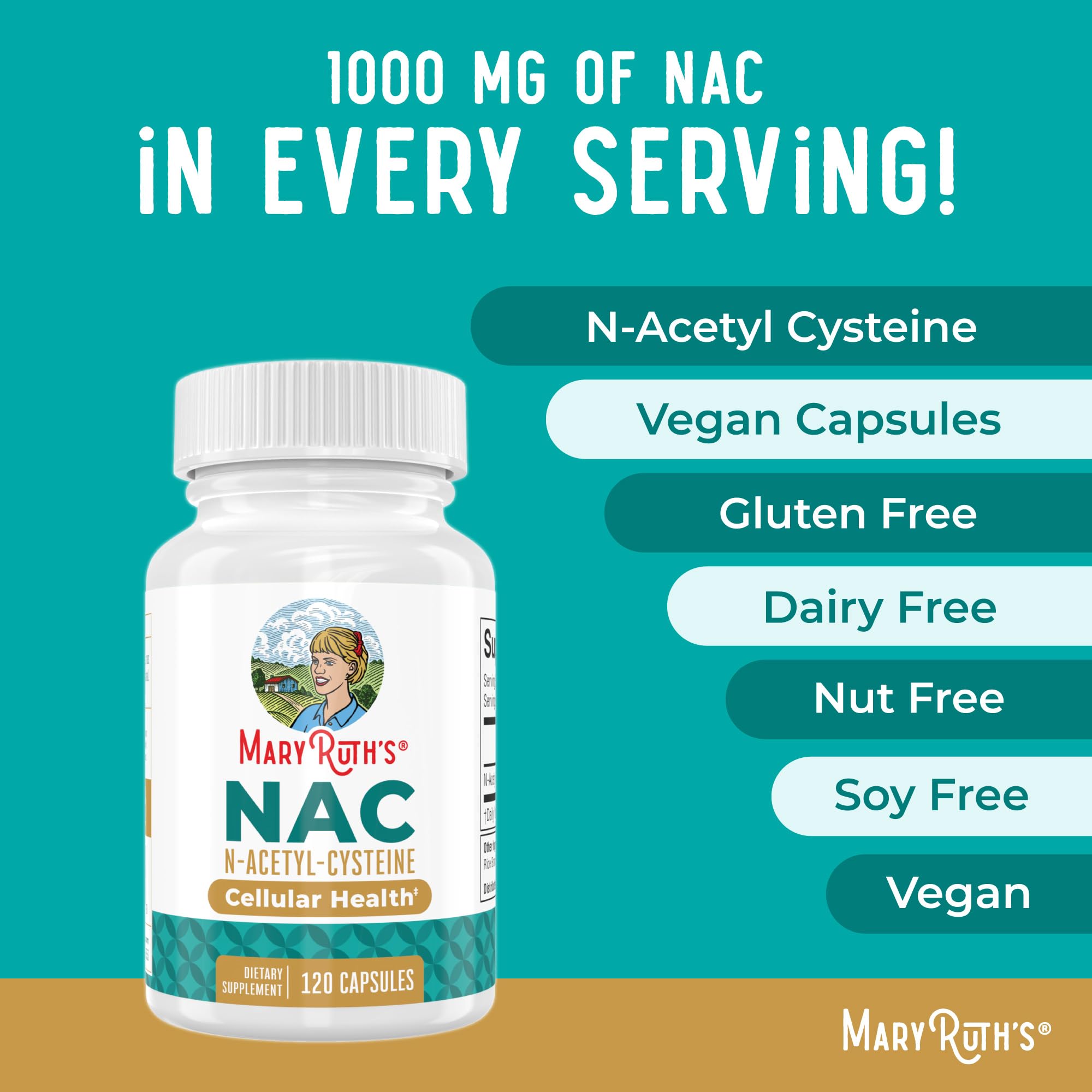 MARYRUTH'S NAC Supplement N-Acetyl Cysteine Capsules, Glutathione Precursor