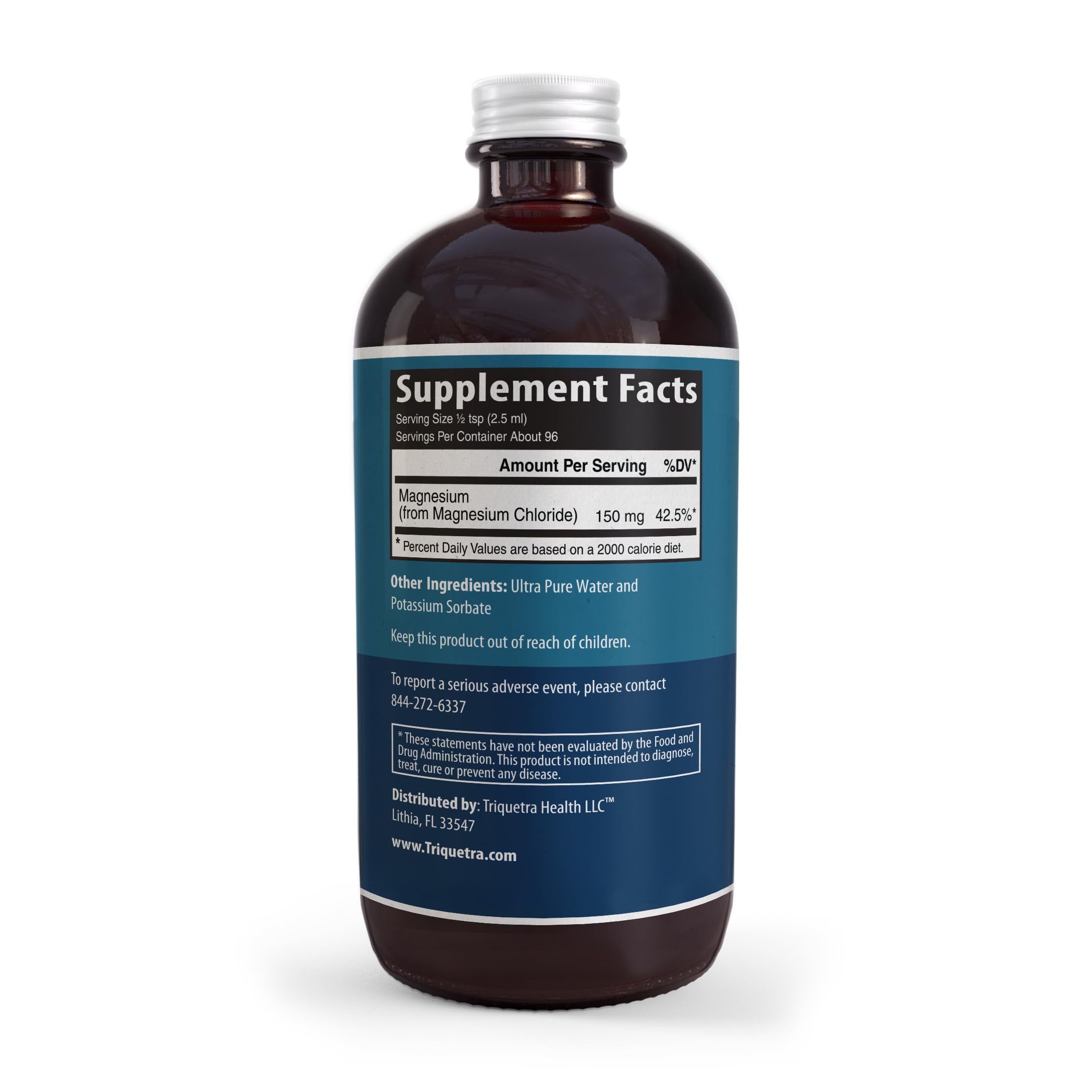 Liquid Magnesium | 8 oz - Ionic Magnesium Chloride, Highest & Fastest Absorption - Calm Mood, Sleep, Muscle Cramps & Spasms, Natural Laxative – Vegan, Glass Bottle (96 Servings)