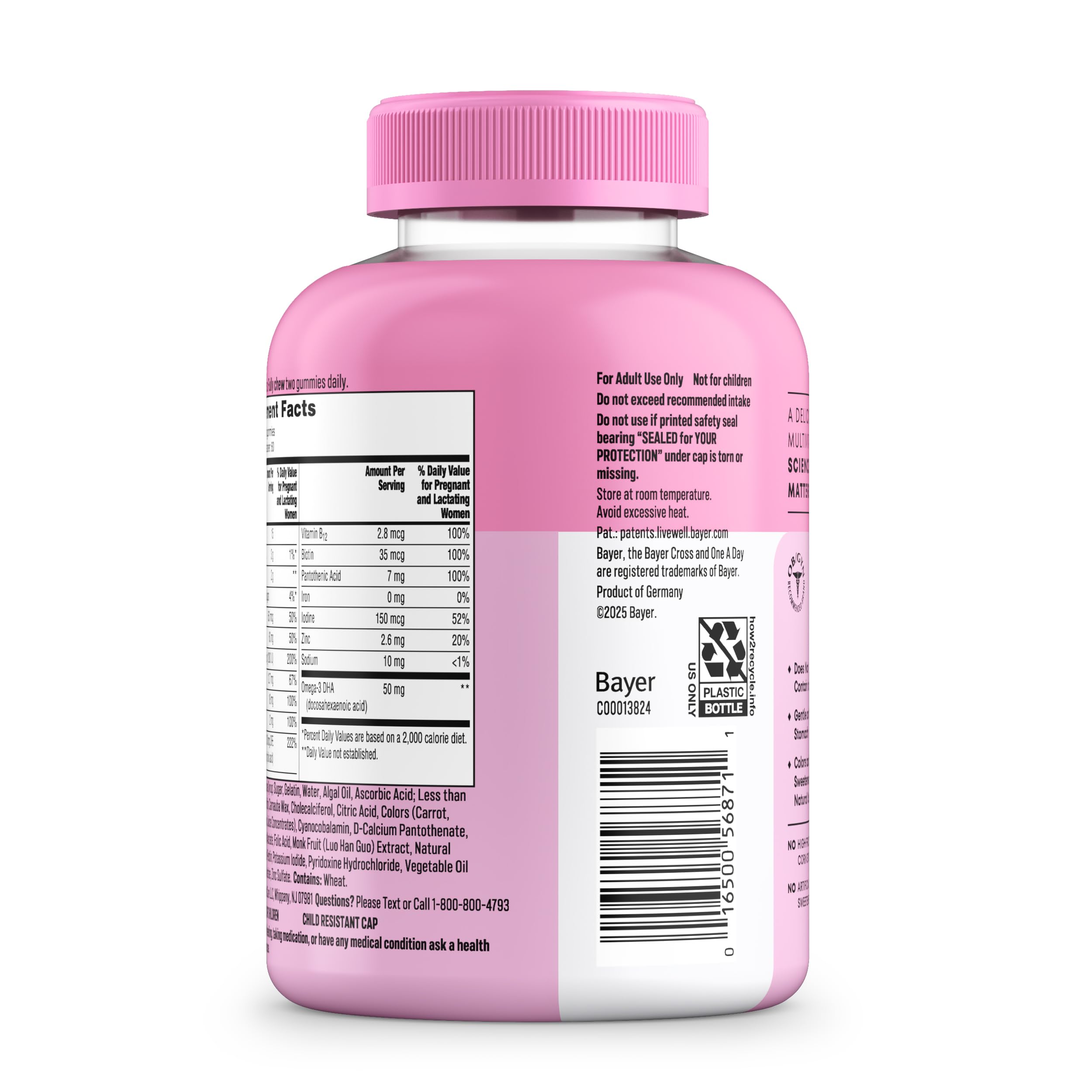 A Day Prenatal Vitamins for Women Gummies- Pregnancy Vitamins for Women with Folic Acid,DHA,Iodine,Prenatal Gummies,Iron-Free,120 Ct (Packaging May Vary),(Pack of 2)