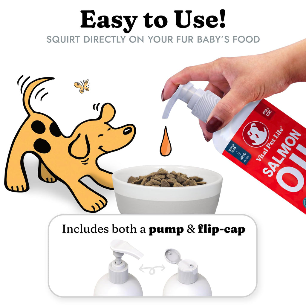 Salmon Oil for Dogs & Cats, Healthy Skin & Coat, Liquid Fish Omega 3, 32 oz