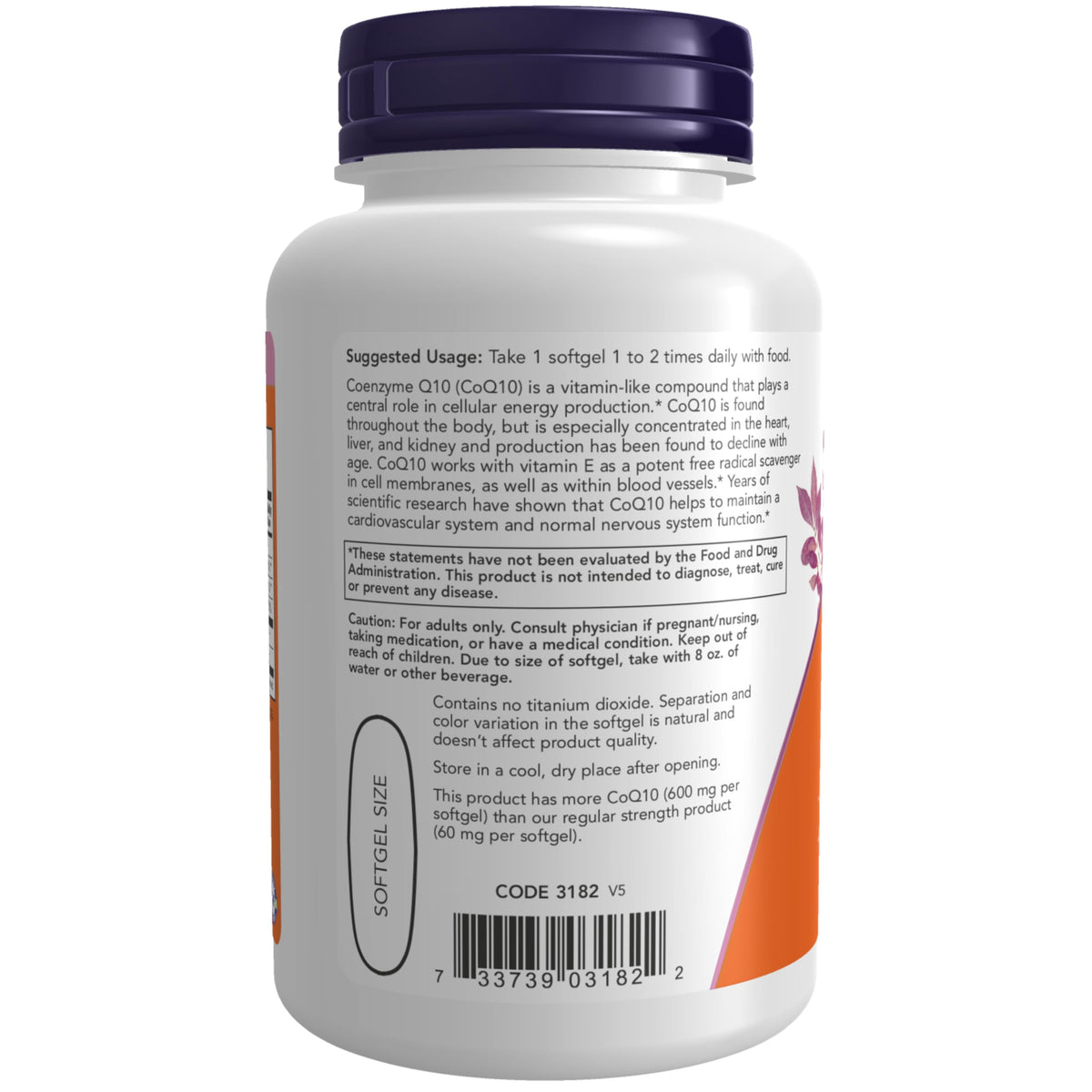 NOW Supplements, CoQ10 600 mg, with Vitamin E & Lecithin, 60 Softgels