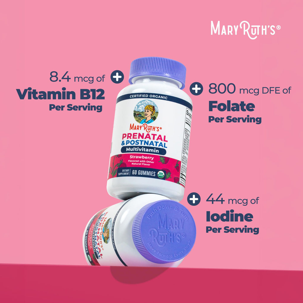 MARYRUTH'S USDA Organic Prenatal & Postnatal Multivitamin Gummies, 60 ct