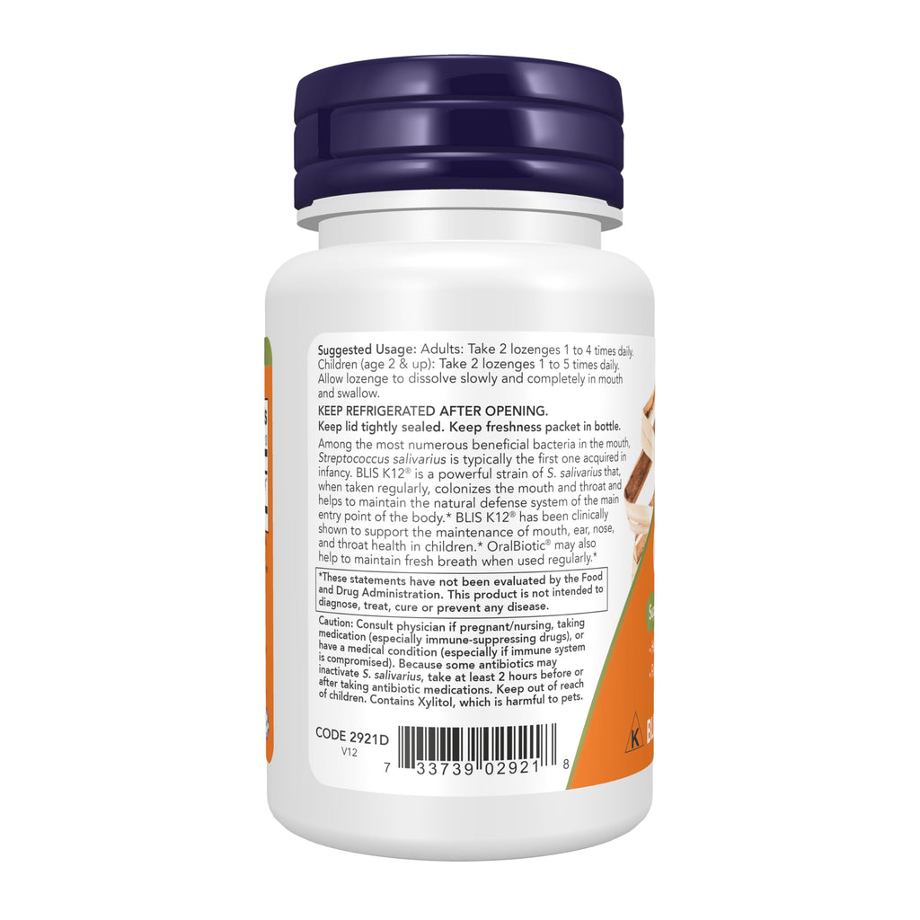 NOW Foods Supplements, OralBiotic™, Developed for Adults & Children, Strain Verified, 60 Lozenges