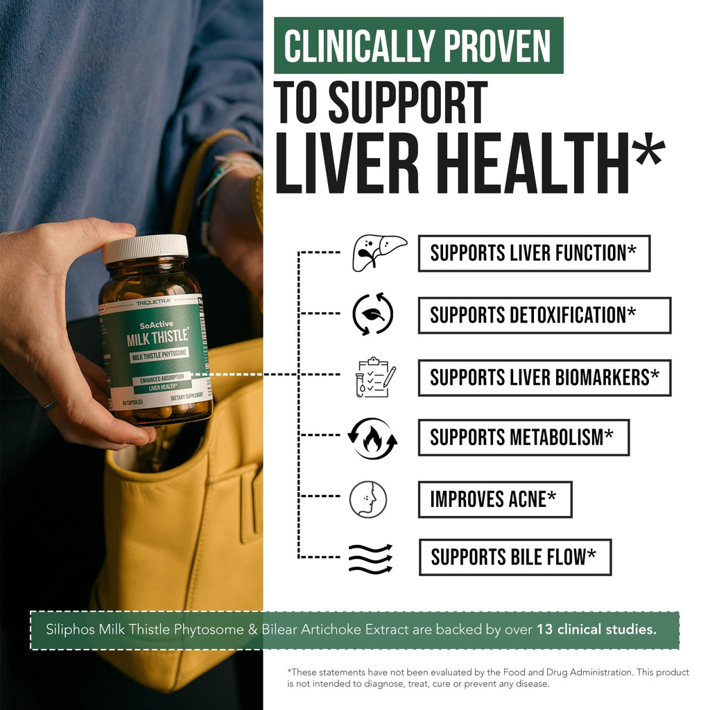 SoActive® Milk Thistle: 10X More Effective Milk Thistle Phytosome, Optimized for Essential Bioactive Silybin A & B Plus Bilear® Artichoke Extract & Bile Enhancer - Liver Support | 60 Servings