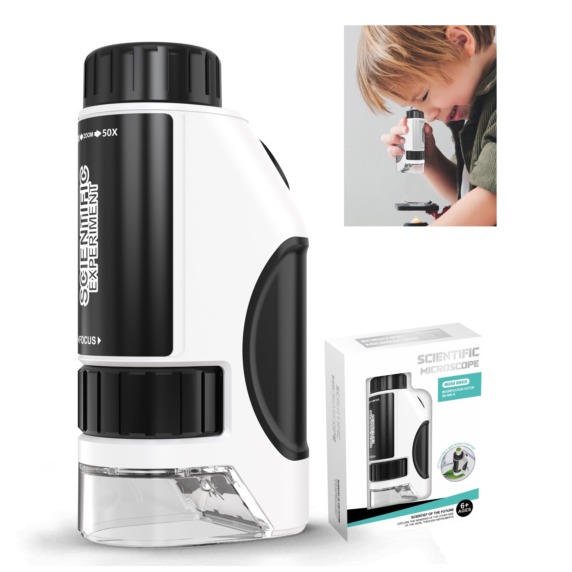 Portable Pocket Microscopefor Kids | Handheld Kids Microscope | Microscope for Kids-50X-300XMagnification | Toys Gifts | Portable Edu Gift | Interactive Learning | Ages 3+,Dark Green