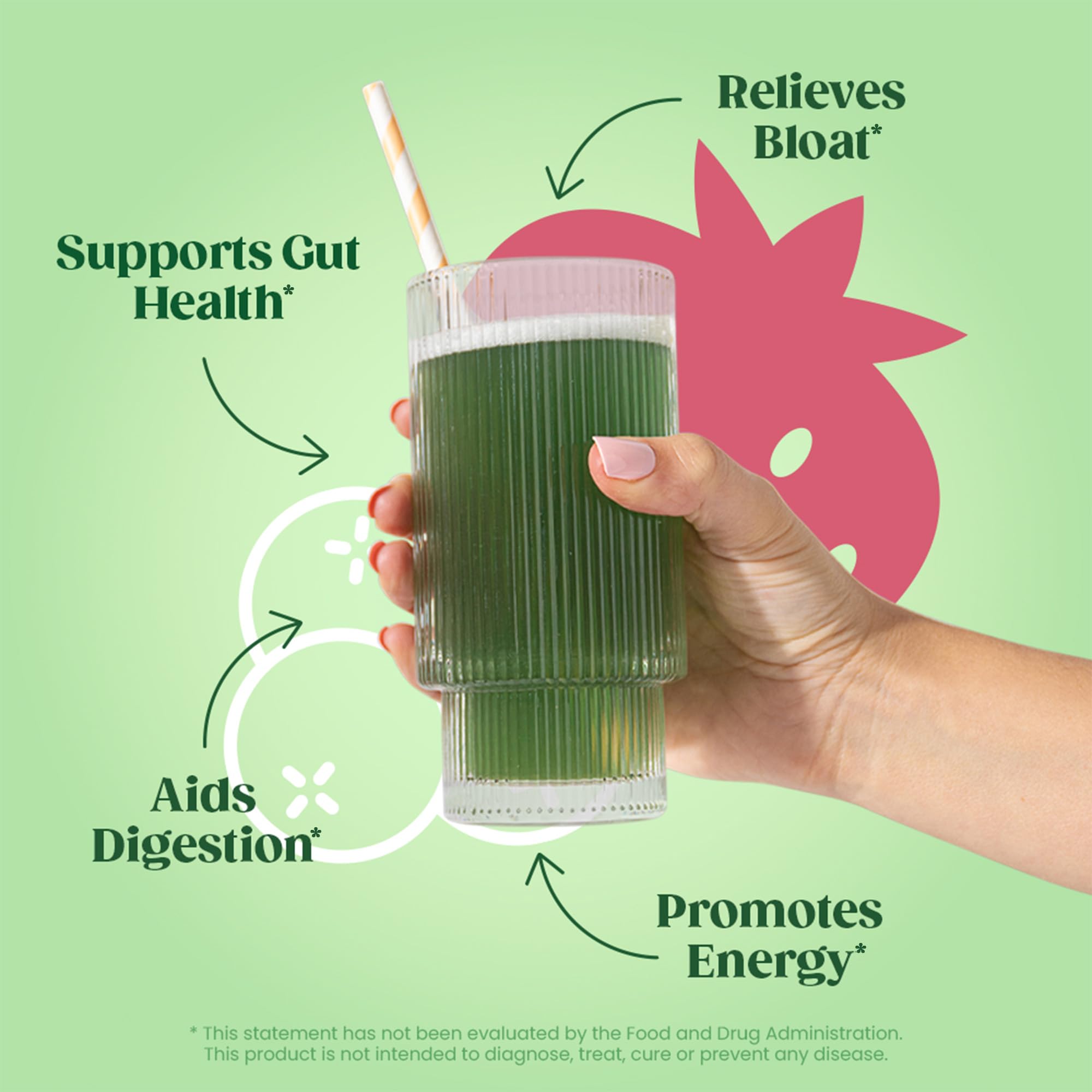Bloom Nutrition Superfood Greens Powder Stick Packs, Digestive Enzymes with Probiotics and Prebiotics, Gut Health, Bloating Relief for Women, Chlorella, Green Juice Mix, 15 SVG, Berry