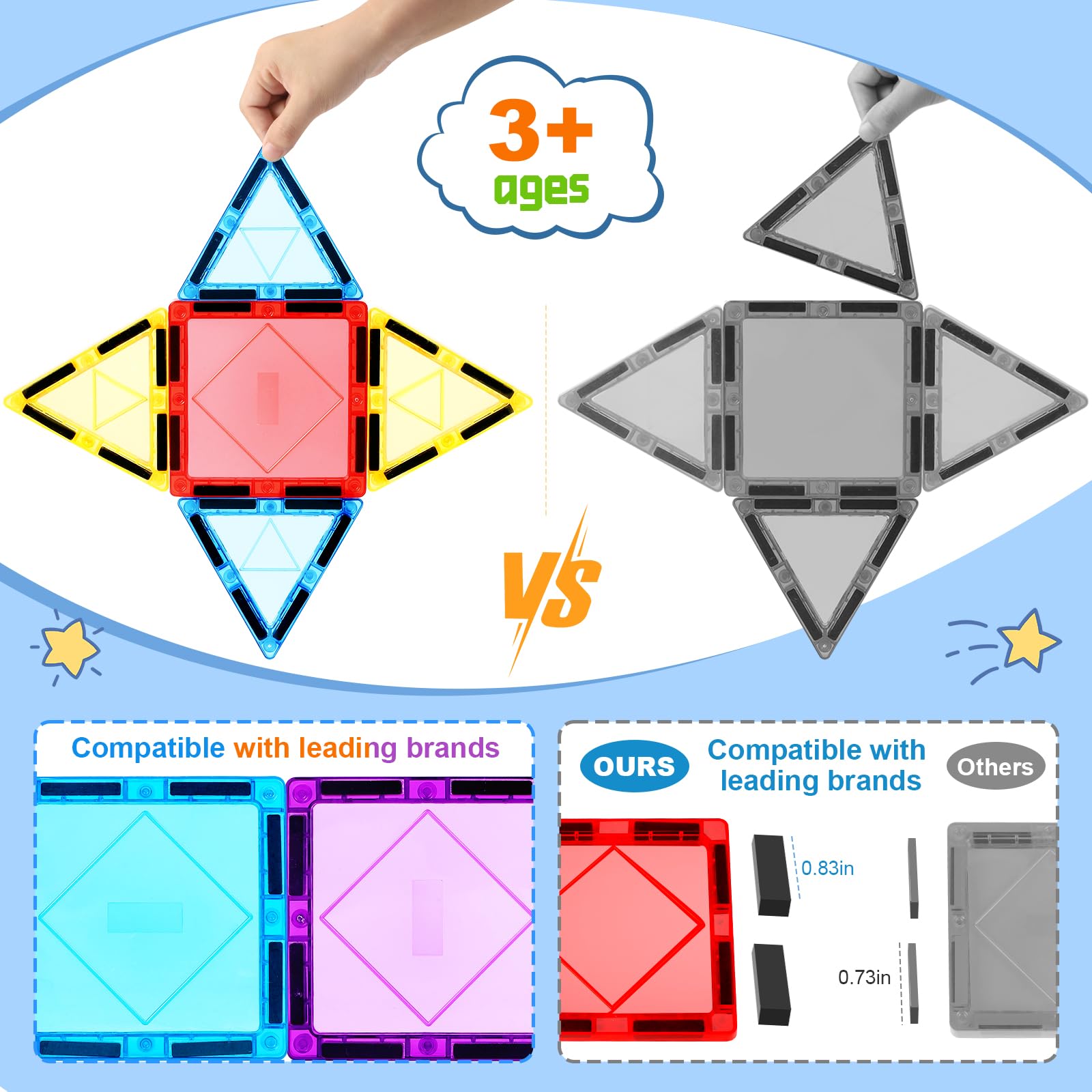Mruikeny 100PCS Magnetic Tiles Kids Toys - Magnetic Building Blocks