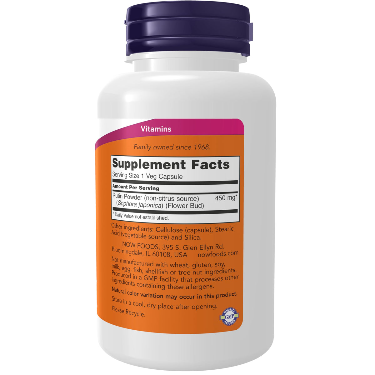 NOW Foods Supplements, Rutin (Sophora japonica) 450 mg, Free Radical Scavenger*, Cell Defense*, 100 Veg Capsules