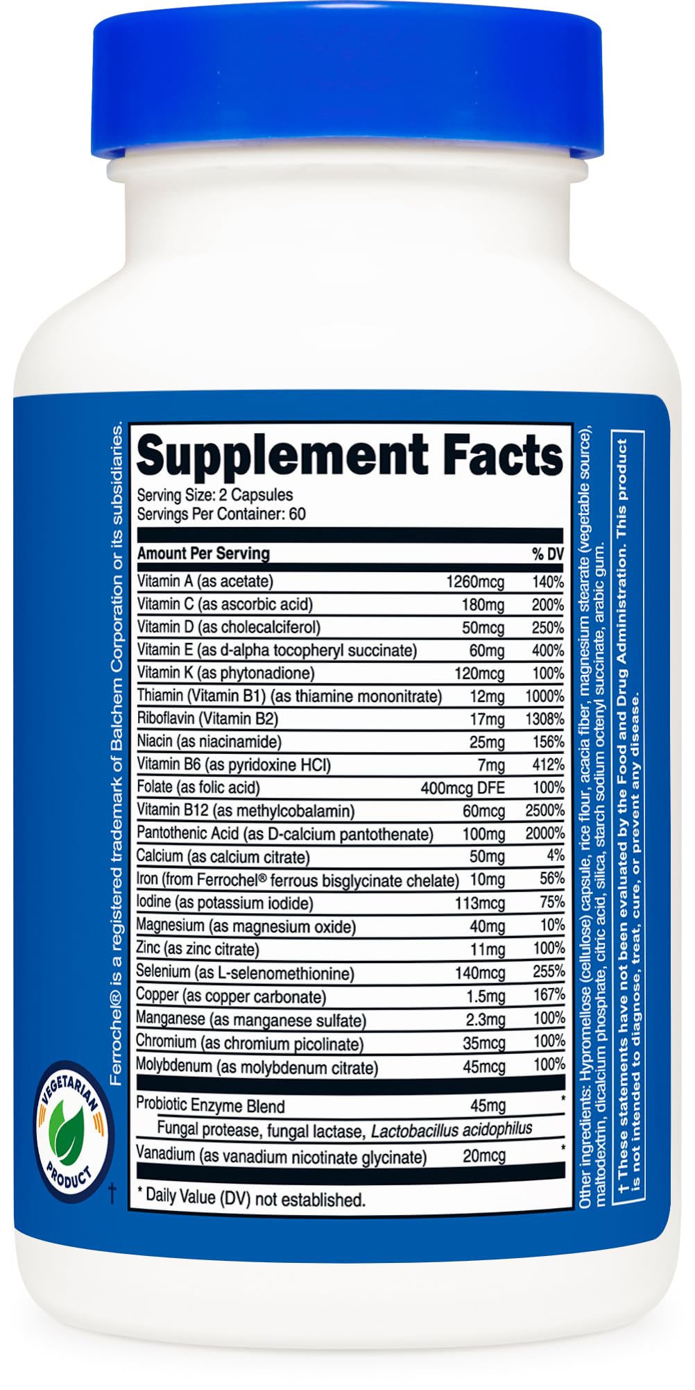 Nutricost Multivitamin with Probiotics 120 Vegetarian Capsules - Packed with Vitamins & Minerals