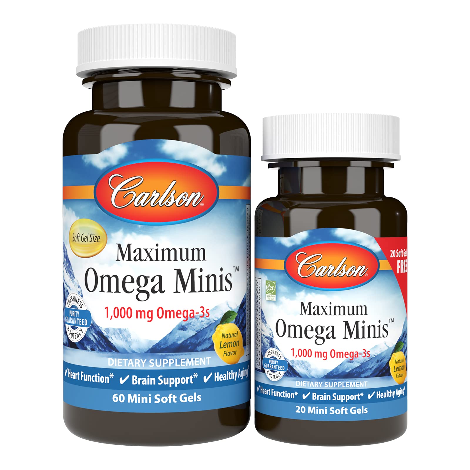 Carlson Maximum Omega Minis, 1000 mg, Omega-3s, 60 + 20 Mini Softgels