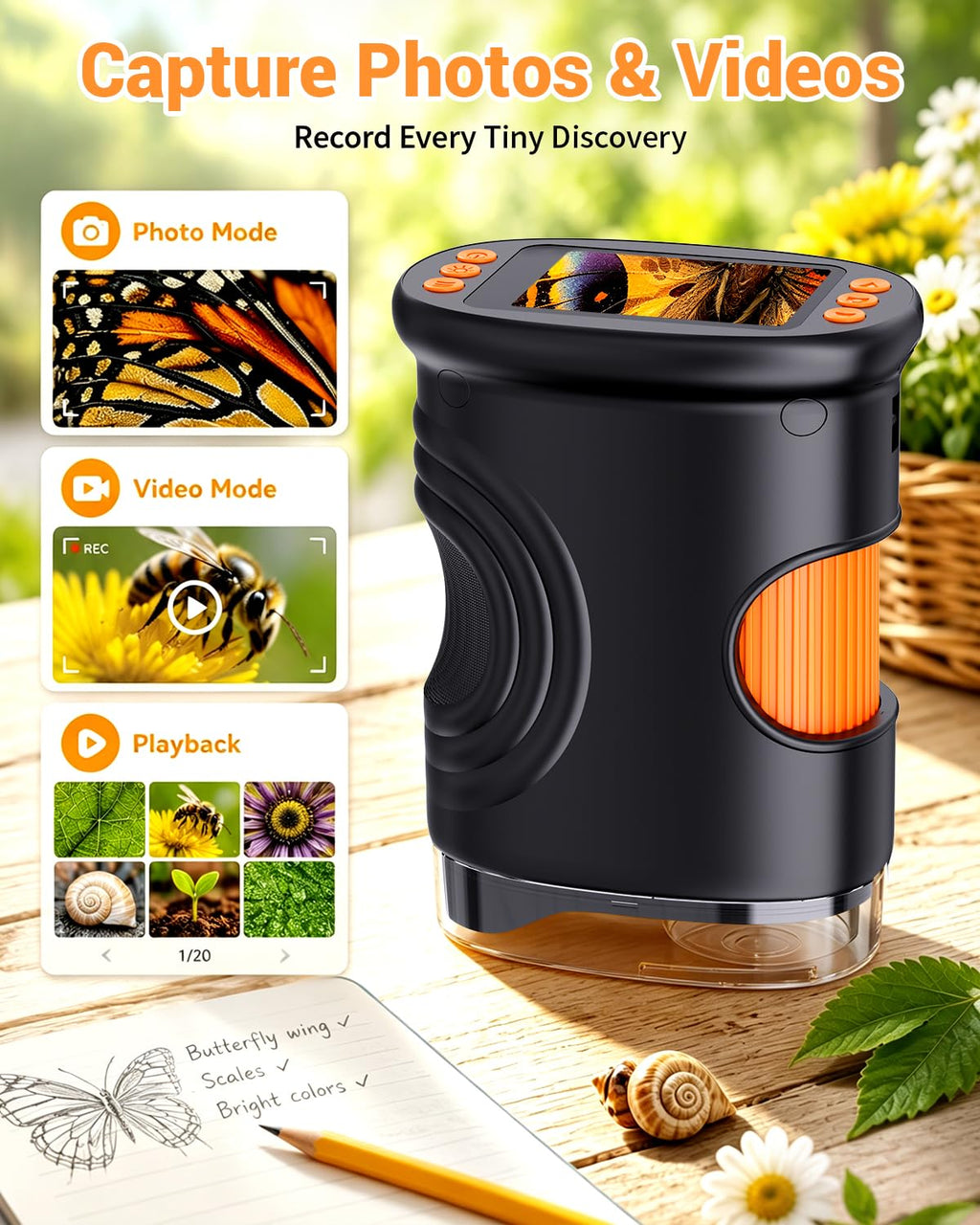 Microscope with Lights, Handheld Digital Coin Magnifier for Collectors