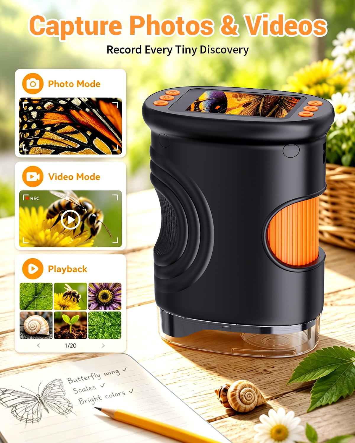 Microscope with Lights, Handheld Digital Coin Magnifier for Collectors