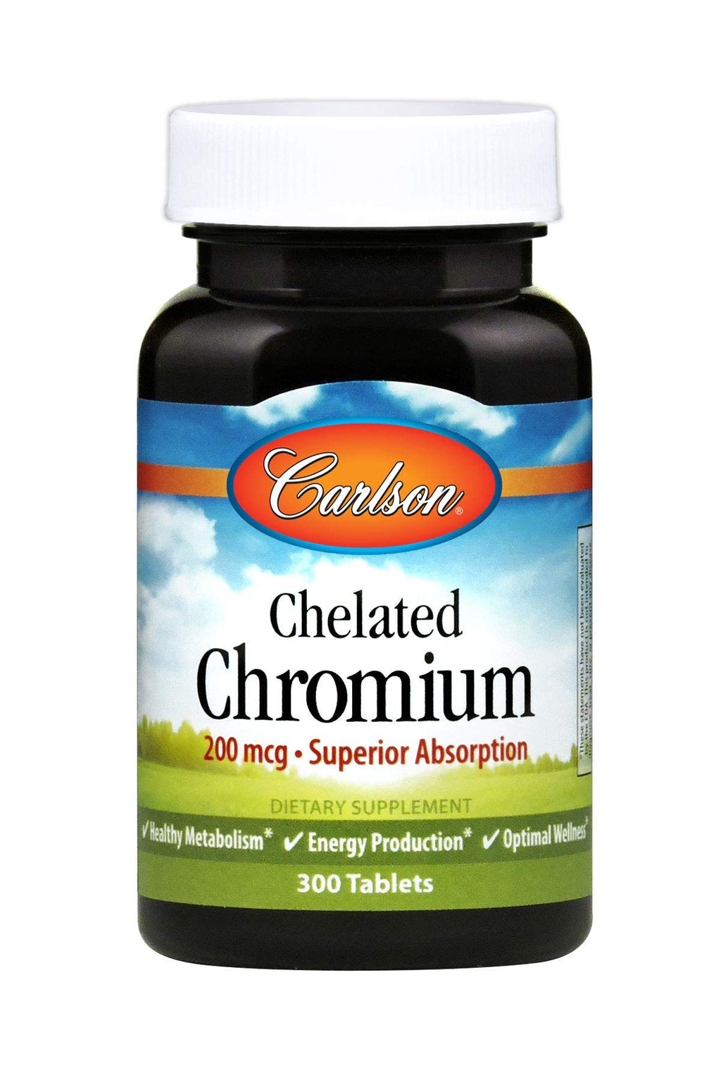 Carlson Chelated Chromium, 200 mcg, Superior Absorption, 300 Tablets