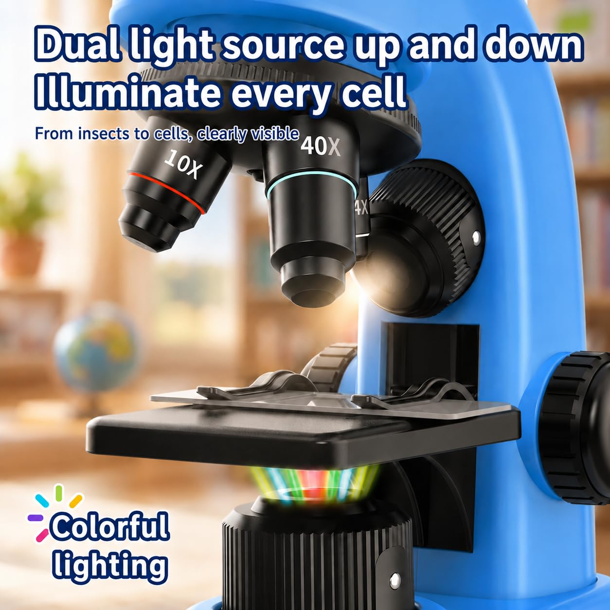 Kids Microscope,40-1600x Microscope Kit for Kids Beginners Children,STEM Kit,Prepared Slides,LED Light and Configured Various Operating Tools- Science Experiment Toy for Kids Ages 6-12