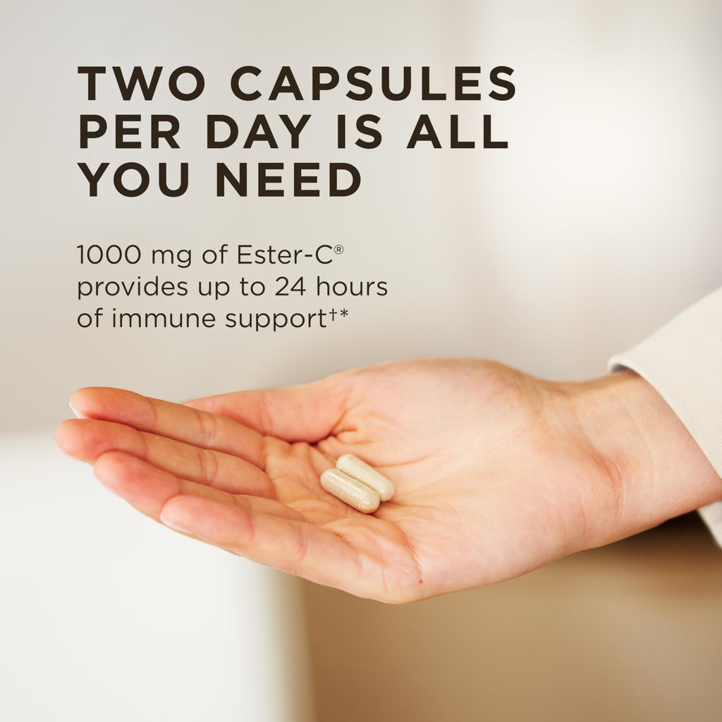 Solgar Ester-C Plus 500 mg Vitamin C (Ascorbate Complex), 250 Vegetable Capsules - Gentle & Non Acidic - Antioxidant & Immune Support - Non GMO, Vegan, Gluten Free, Kosher - 250 Servings