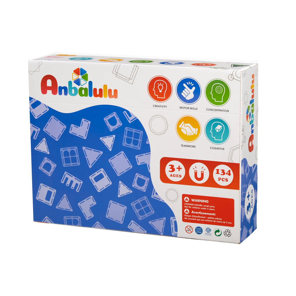 Anbalulu 134PCS Magnetic Building Tiles, Gift for Boys and Girls Ages 3+
