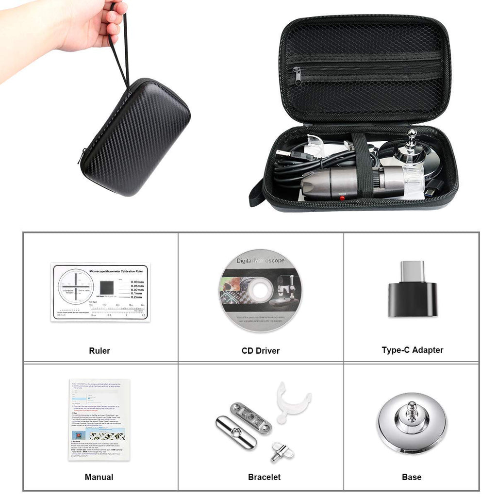 Cainda USB Digital Microscope Compatible with Android Windows Linux Mac