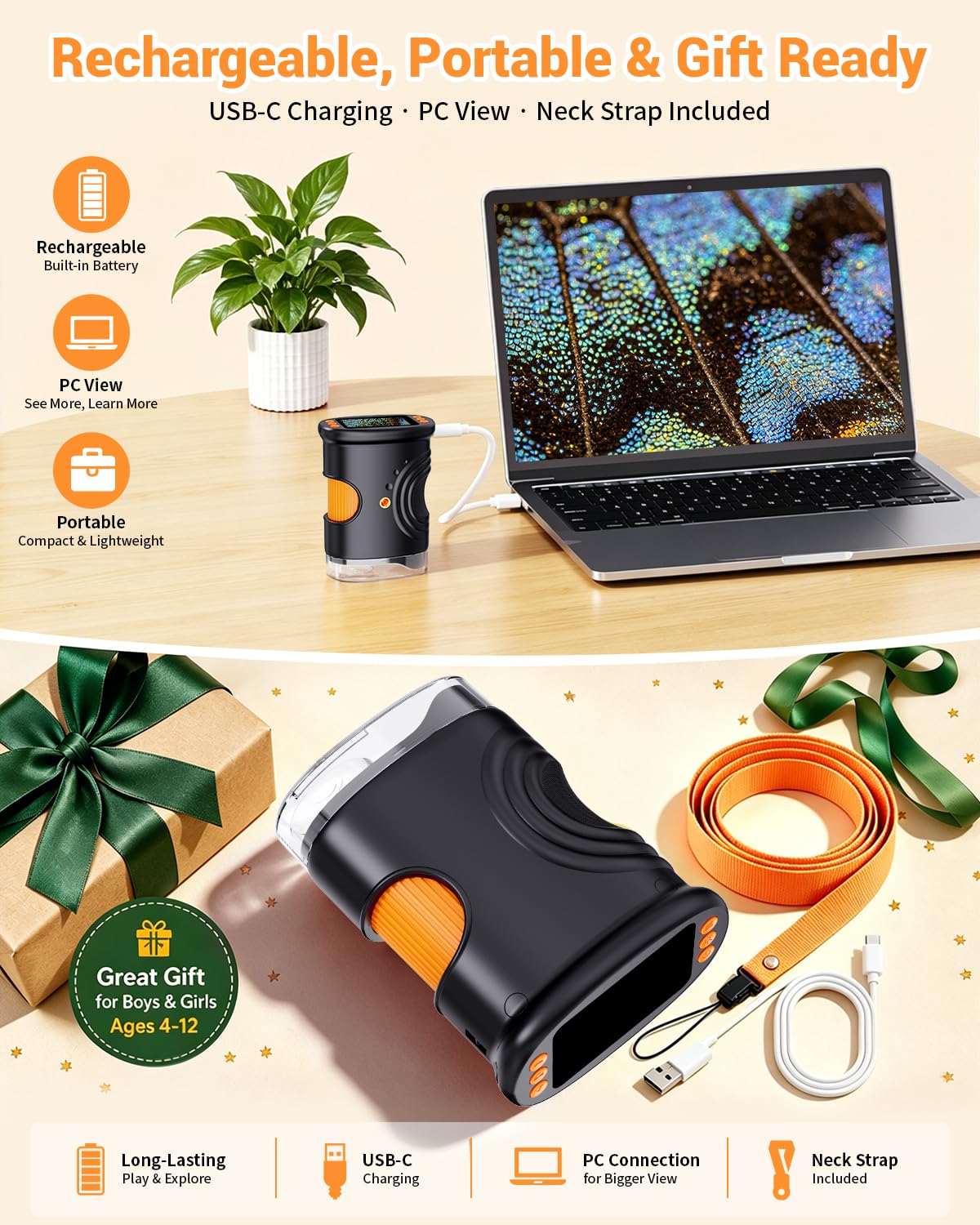 Microscope with Lights, Handheld Digital Coin Magnifier for Collectors
