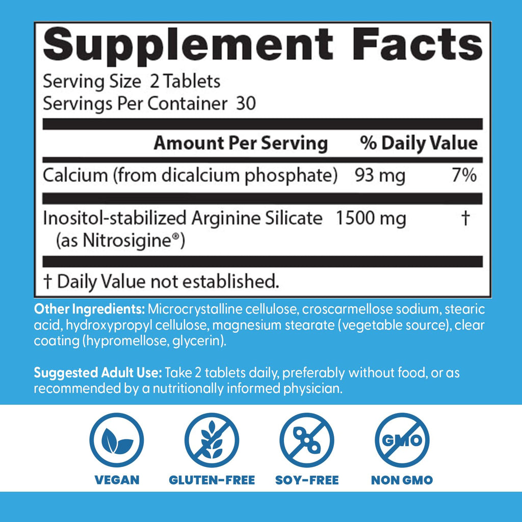 Doctor's Best Fast Acting Arginine Complex - L Arginine Supplements for Men & Women, Helps Nitric Oxide Level, Blood Flow & Cardiovascular Health Support, 1500 mg Per Serving, Vegan - 60 Tablets