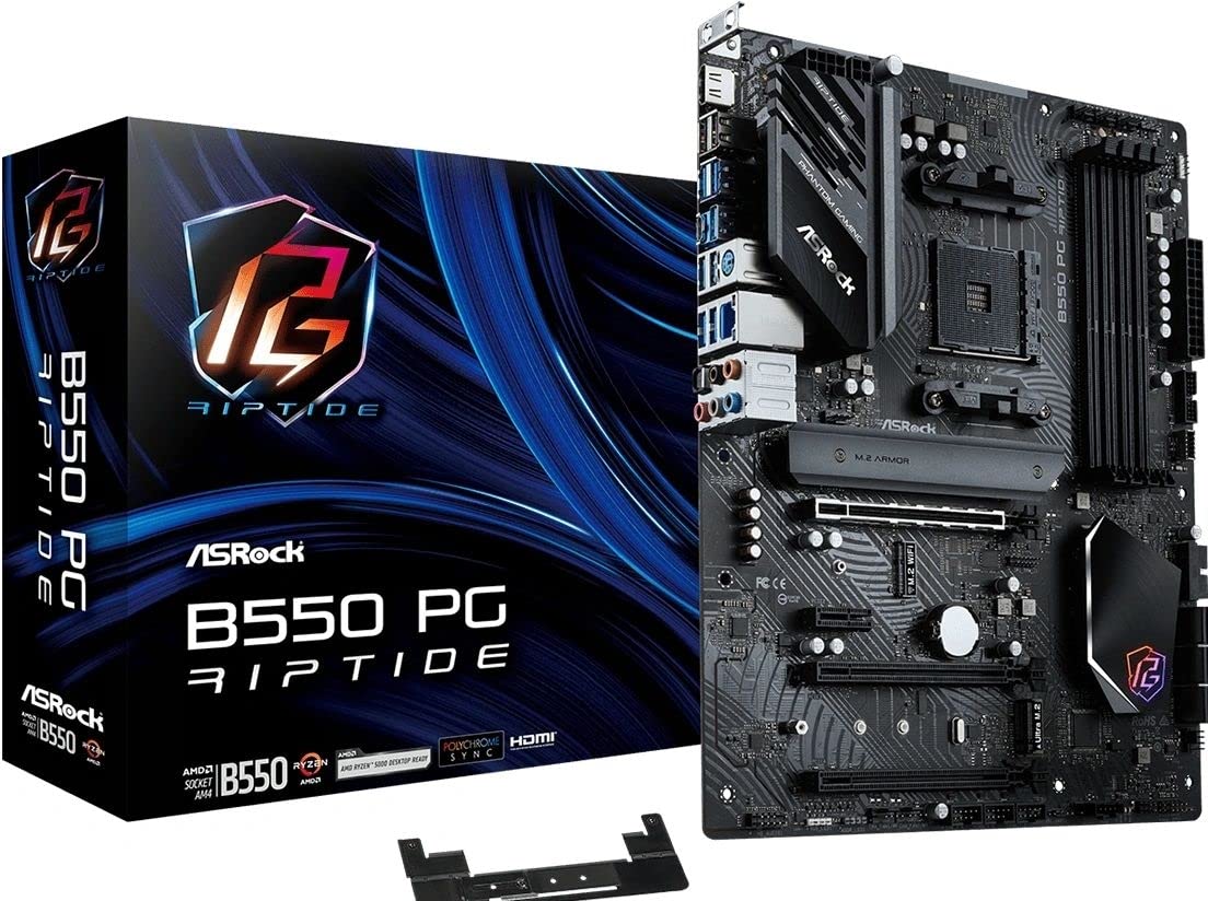 ASRock AMD B550 PG Riptide ATX Motherboard Dual Channel DDR4 4933 MHz AM4 Socket 128 GB SATA3 6.0 Gb/s M.2