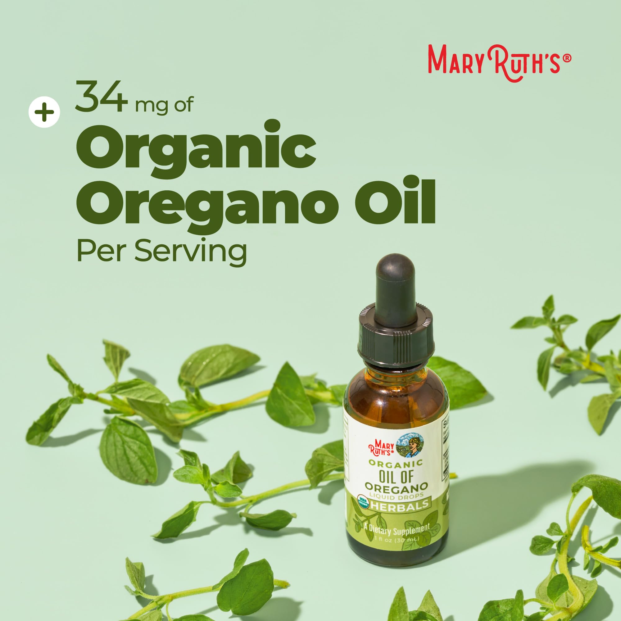 MARYRUTH'S Organic Oil of Oregano Liquid Drops, Sugar Free, 6 Month Supply