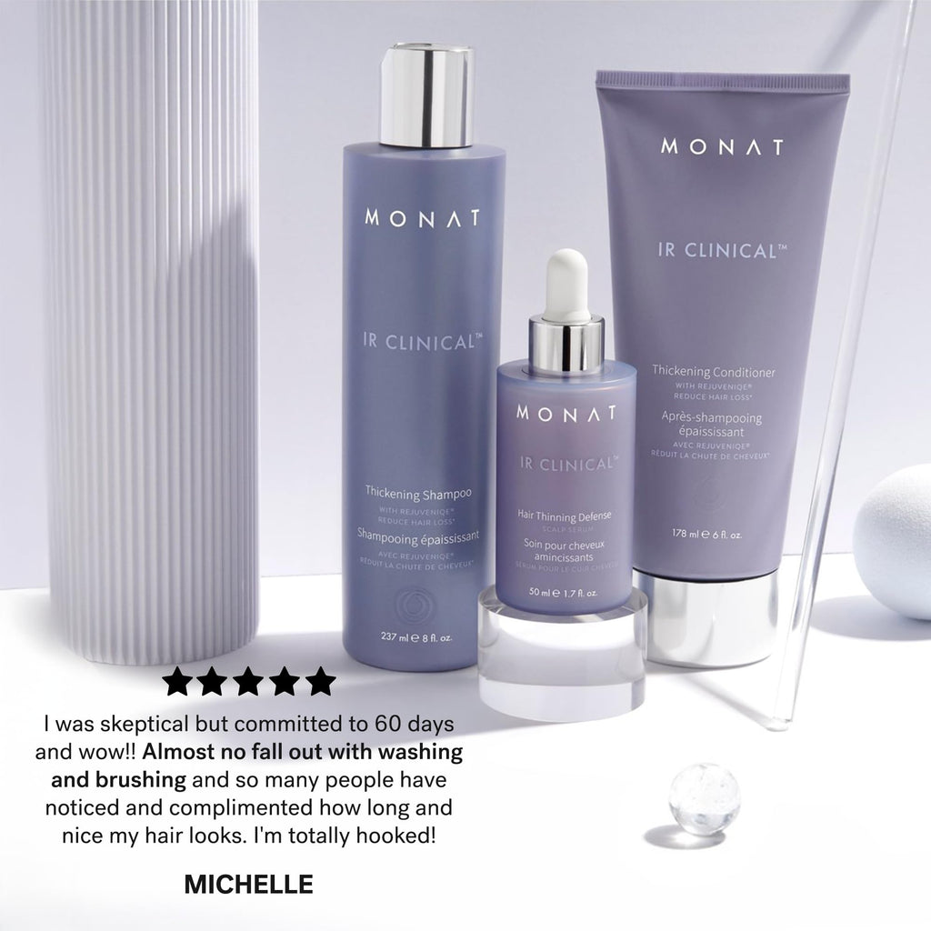 MONAT IR Clinical System – Complete Hair Care Restoration Kit with Thickening Shampoo, Conditioner & Thinning Defense Serum – Strengthens, Protects, & Revives Hair for Thicker, Fuller-Looking Results