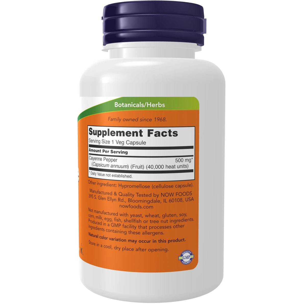 NOW Supplements, Cayenne (Capsicum annuum) 500 mg, 100 Veg Caps