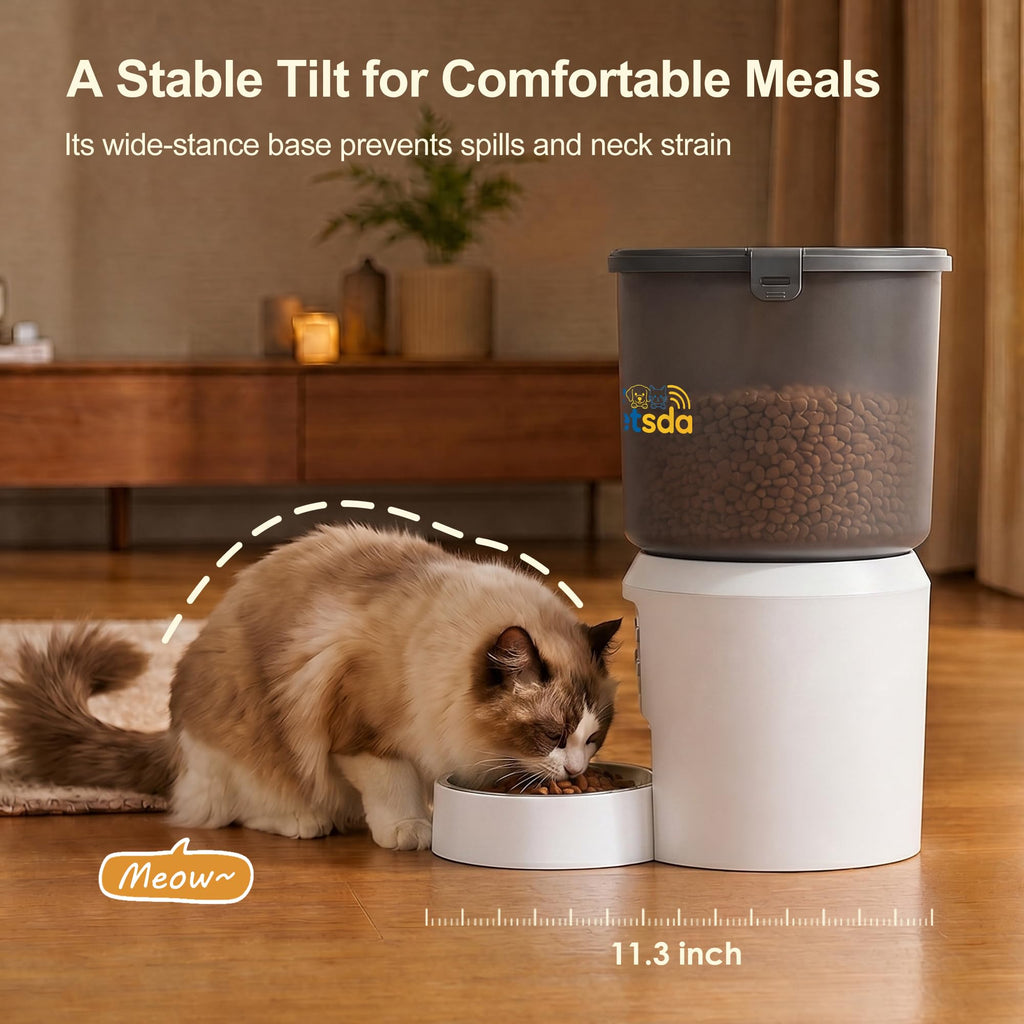 Automatic Cat Feeder 4L Timed Cat Dry Food Dispenser Auto Pet Feeder Portion Control up to 9 Meals/Day for Cats and Small Dogs Dual Power Supply, with Stainless Bowl Fresh Food, Easy Clean