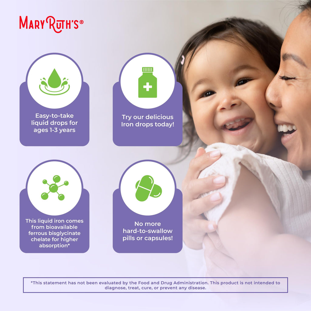 MaryRuth's Organic Toddler Liquid Iron Supplement, Sugar Free, Vegan, 2oz