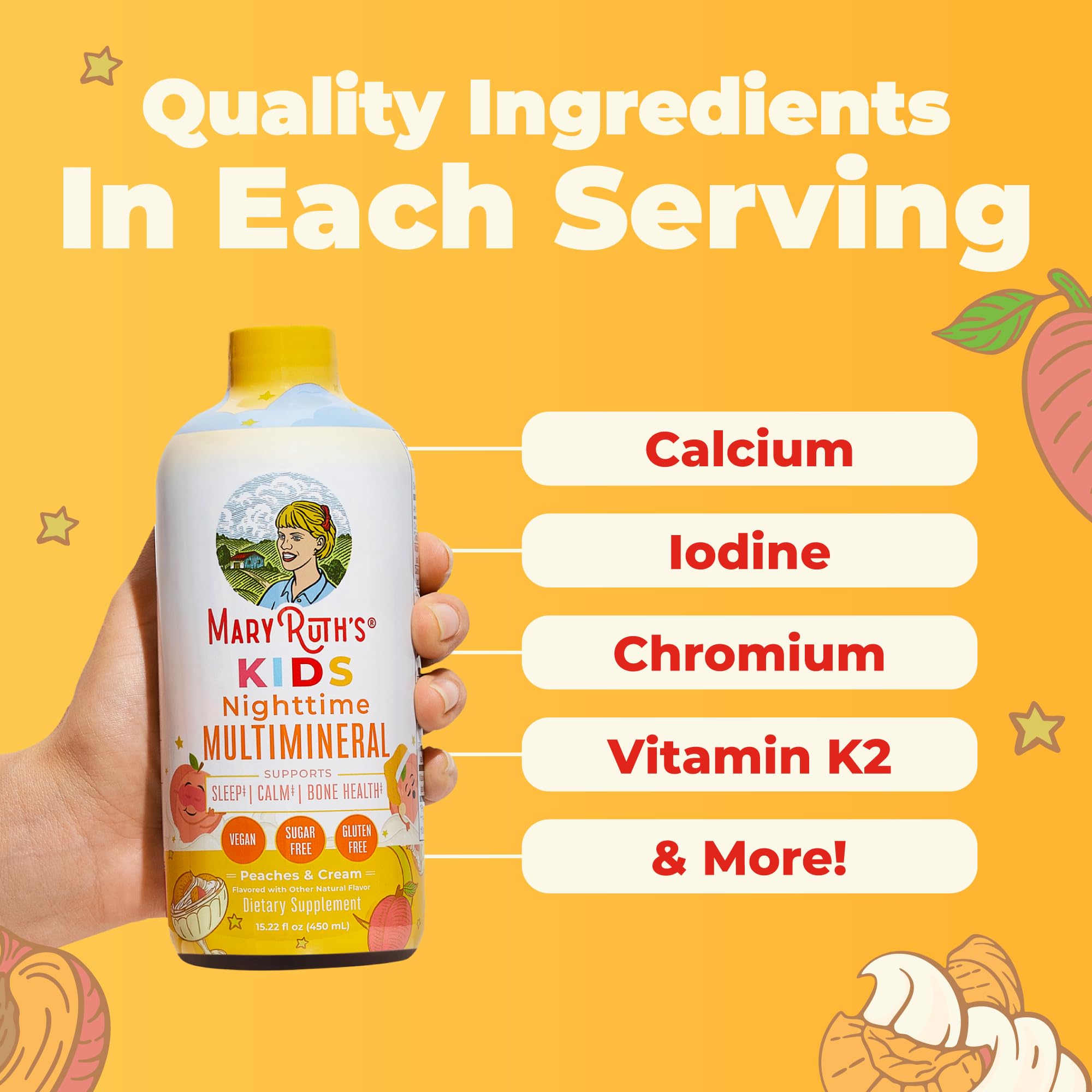 MaryRuth's Kids Liquid Nighttime Multimineral, Bone Health, 15.22 Fl Oz