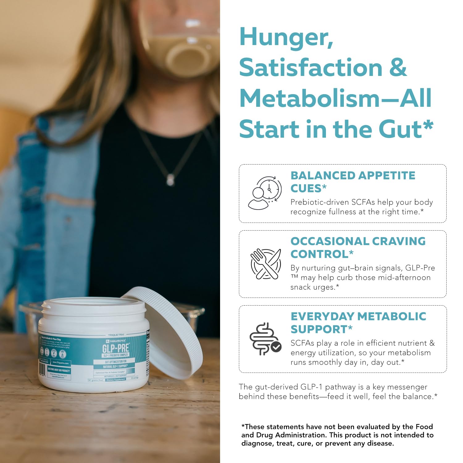 GLP-Pre™ – Optimized Prebiotic Fiber Complex - Gut-Microbiome Optimization for Natural GLP-1 Pathway Support & Metabolic Wellness - Includes Clinically Studied Non-Digestible Fibers - 30 Servings