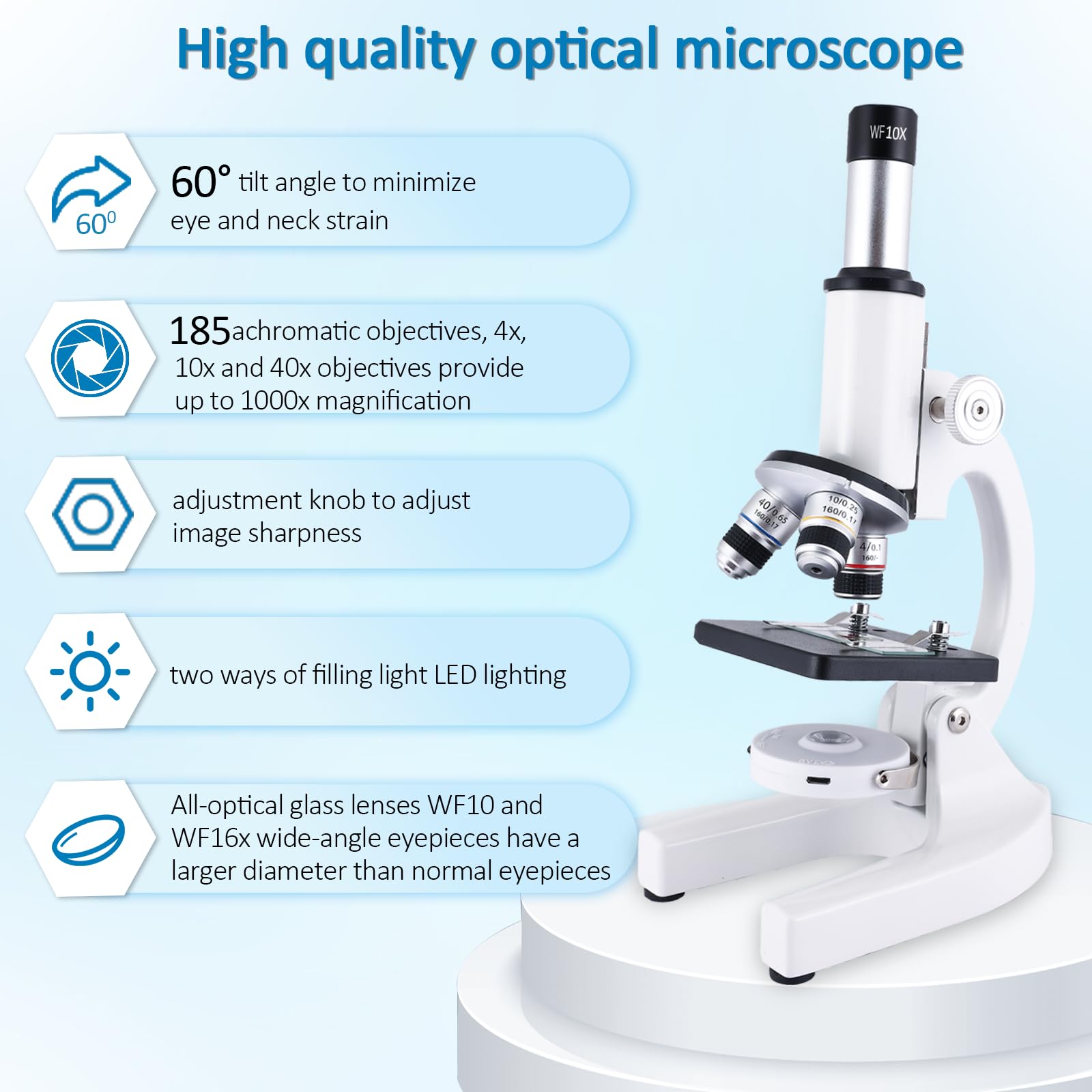 Microscope for Kids & Adults,40X-2000X Microscope with Phone Adapter & Slides Set,Suitable for Students School Lab and Home Education