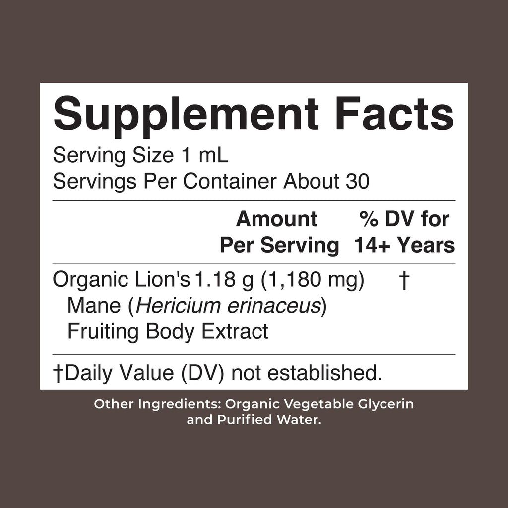 MARYRUTH'S Lions Mane Mushroom Supplement Liquid Drops 1 Fl Oz, Non-GMO