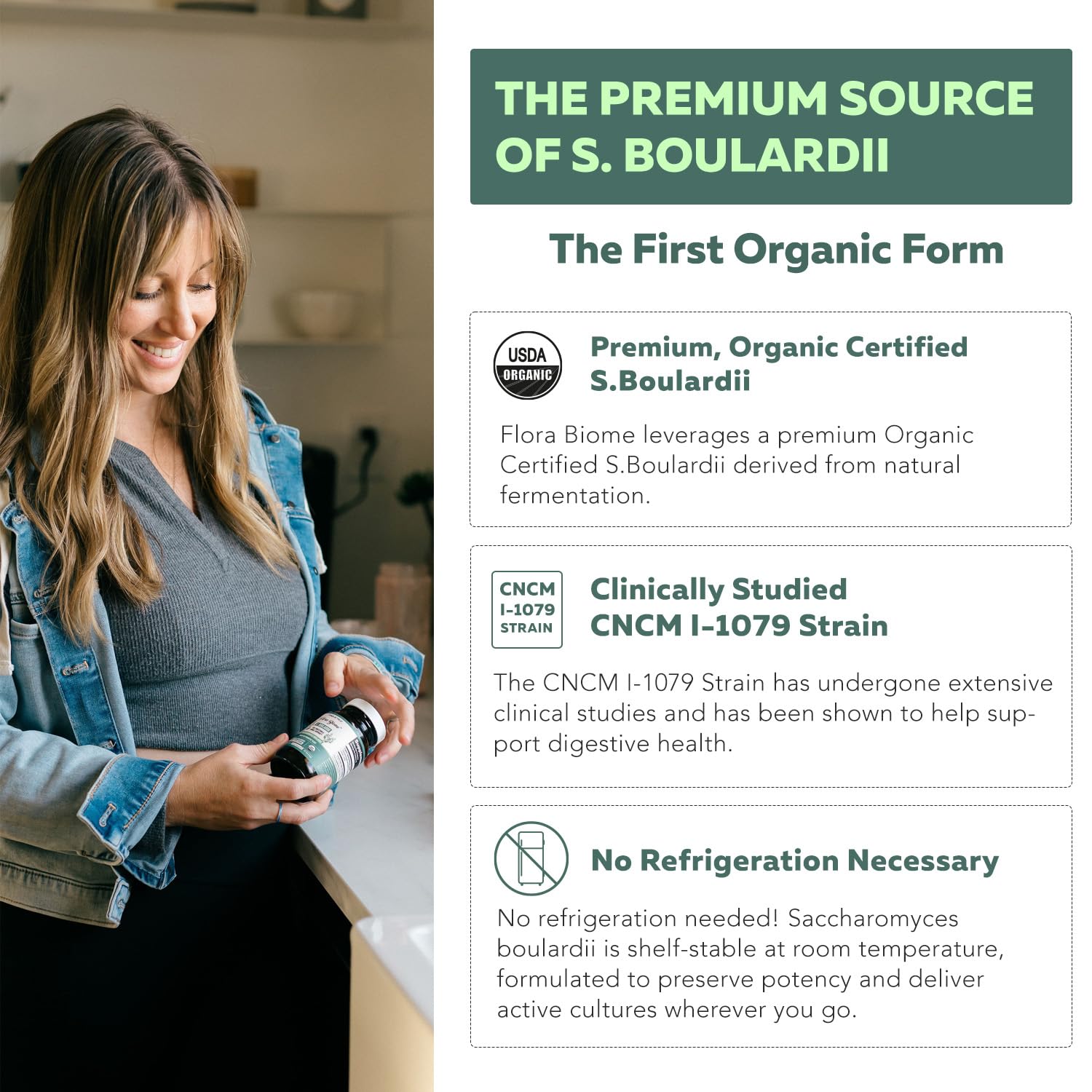 Organic Saccharomyces Boulardii - 10 Billion CFU - Clinically Validated CNCM I-1079 Probiotic Strain - Gut, Digestion & Healthy Bowel Support - First Organic Form of S. Boulardii Probiotic - 60 Count