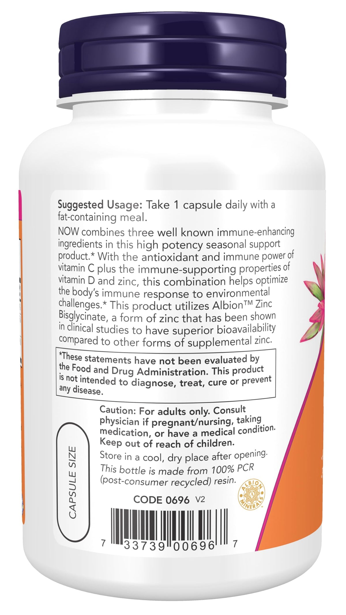 Now Supplements, C-1000 Zinc & D-3, 100 Veg Capsules