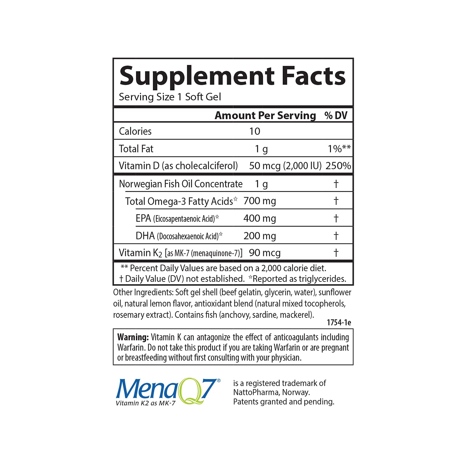 Carlson Elite Omega-3 Plus D & K, 700 mg, Omega-3s, Lemon, 60 + 30 Softgels