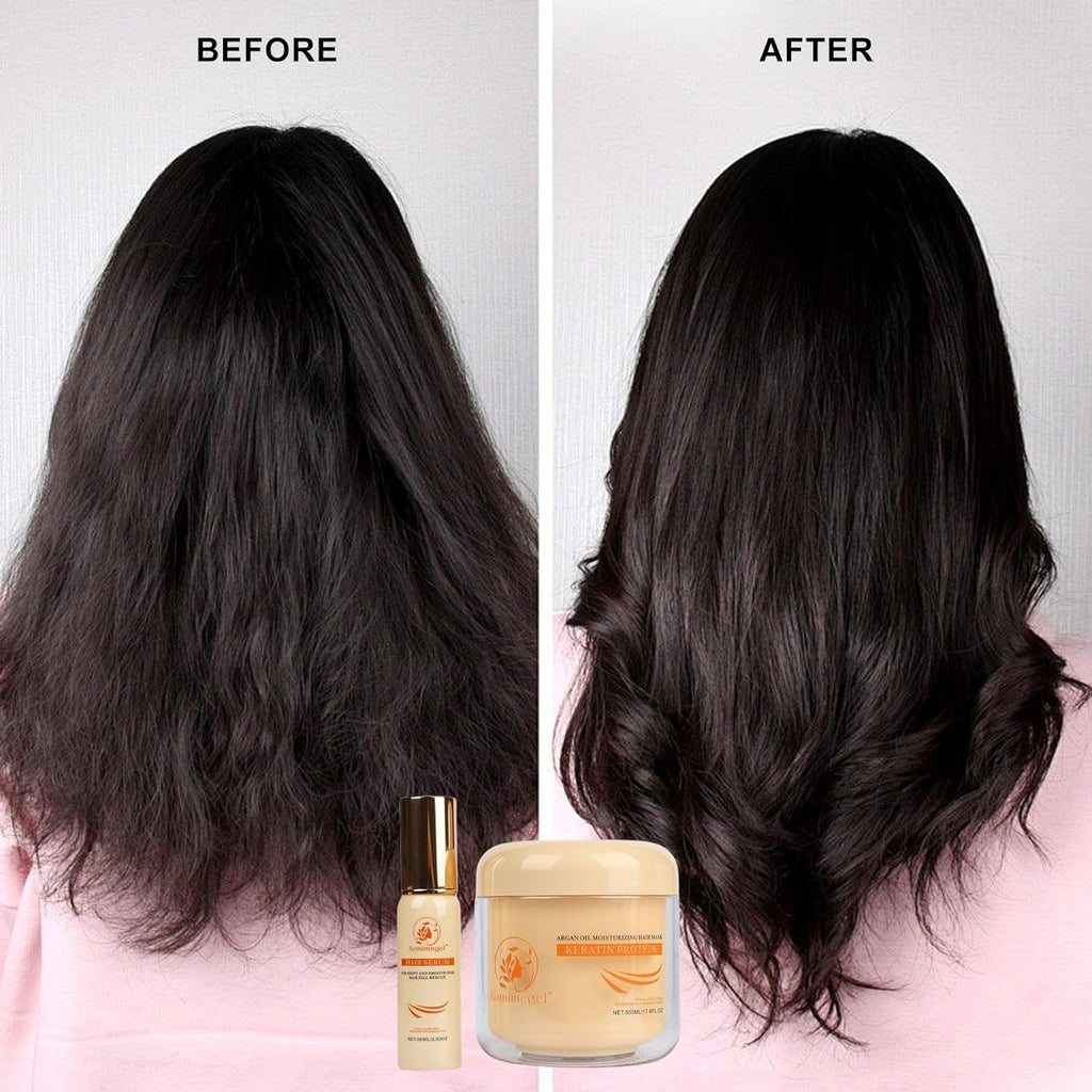 Aomimegel Collagen Repair Hair Mask & Argan Oil Set, 16.9 fl oz + 2 fl oz