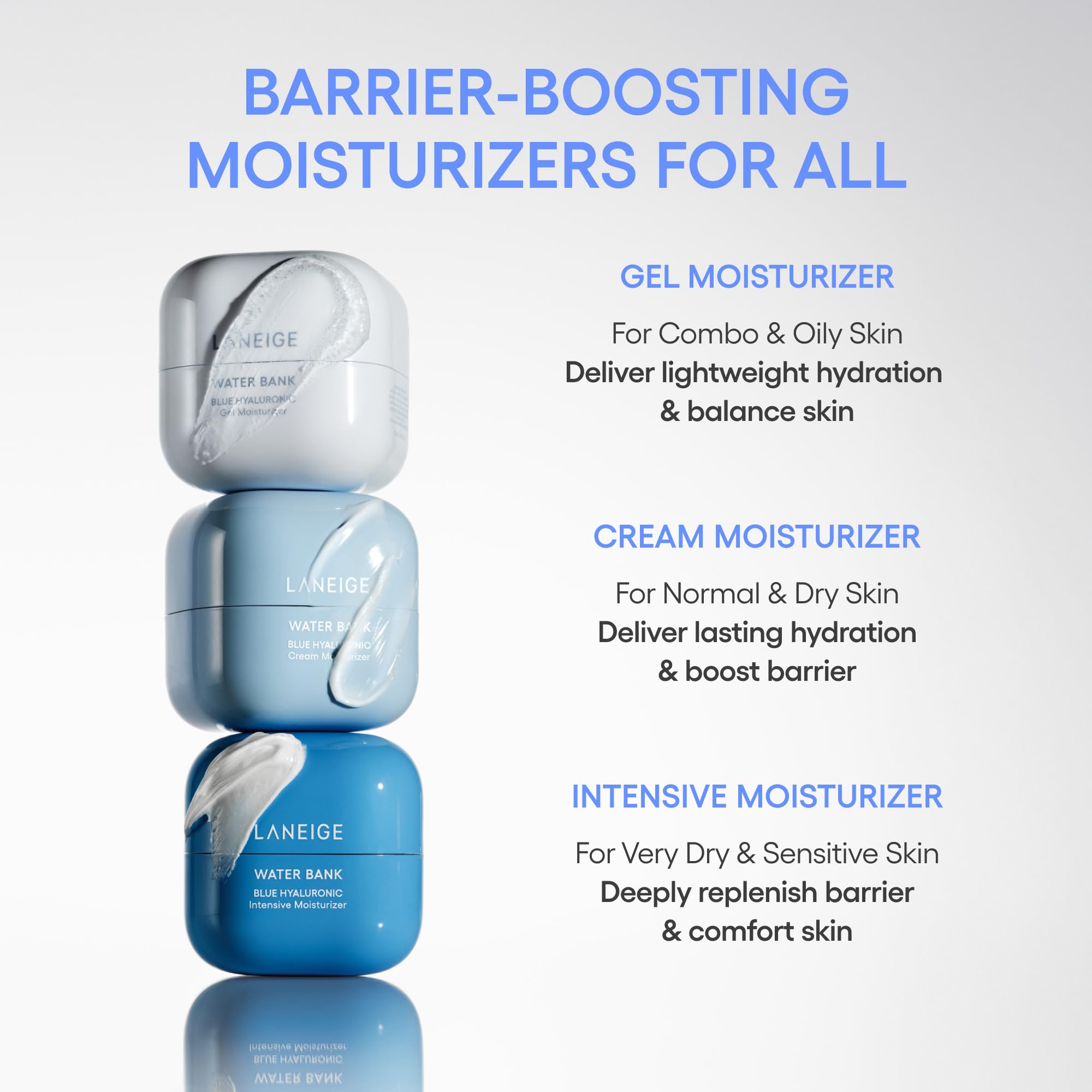 LANEIGE Water Bank Blue Hyaluronic Acid Cream Daily Face Moisturizer: Hydrating Korean Lightweight Face Cream with Ceramides & Squalane for Lasting Deep Hydration & Skin Barrier Support, Refill