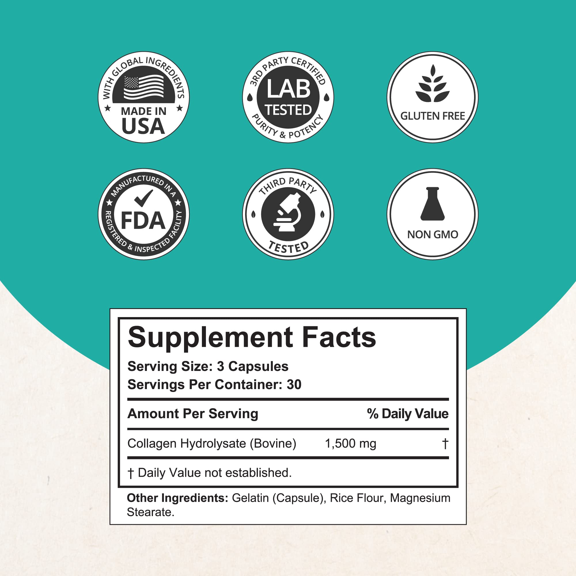 NuBest Collagen Super Collagen Peptides - Revitalizes Skin, Hair & Nails - Bone & Joint Strength - Beauty Collagen Formula for Men & Women - 1,500 mg Per Serving | 90 Capsules
