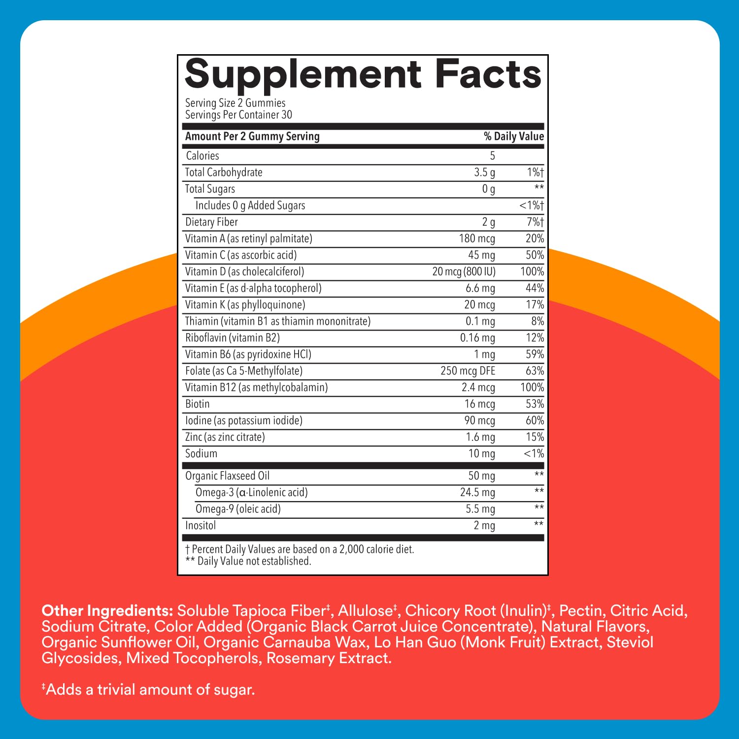 SmartyPants Kids Zero Sugar Multi & Omegas Multivitamin Gummies with Omega 3 ALA, Vitamins D, C, A, Plant-Based, Clean Label, No Sugar Alcohols, Strawberry Banana Flavor, 60 Gummies (30 Day Supply)