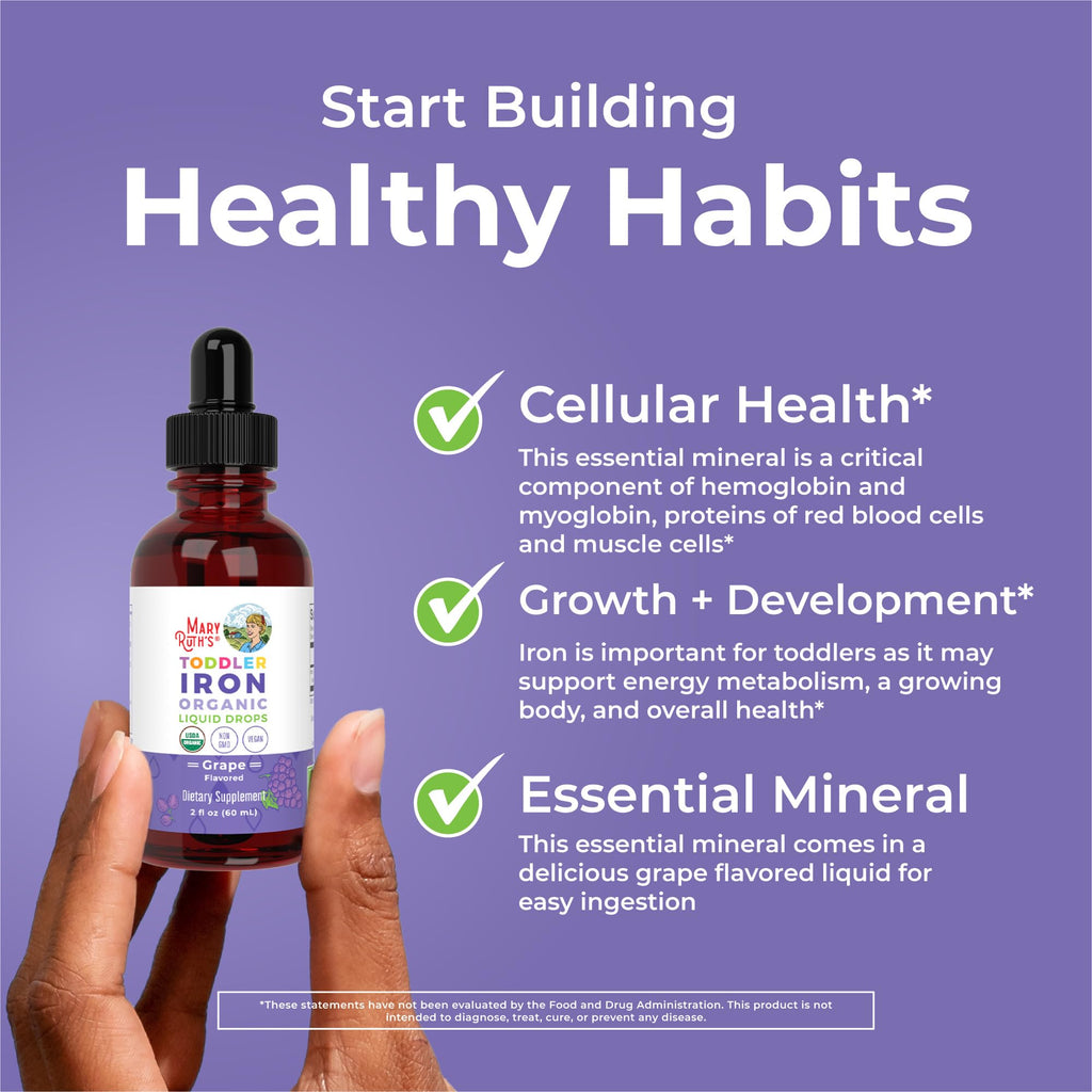 MaryRuth's Organic Toddler Liquid Iron Supplement, Sugar Free, Vegan, 2oz
