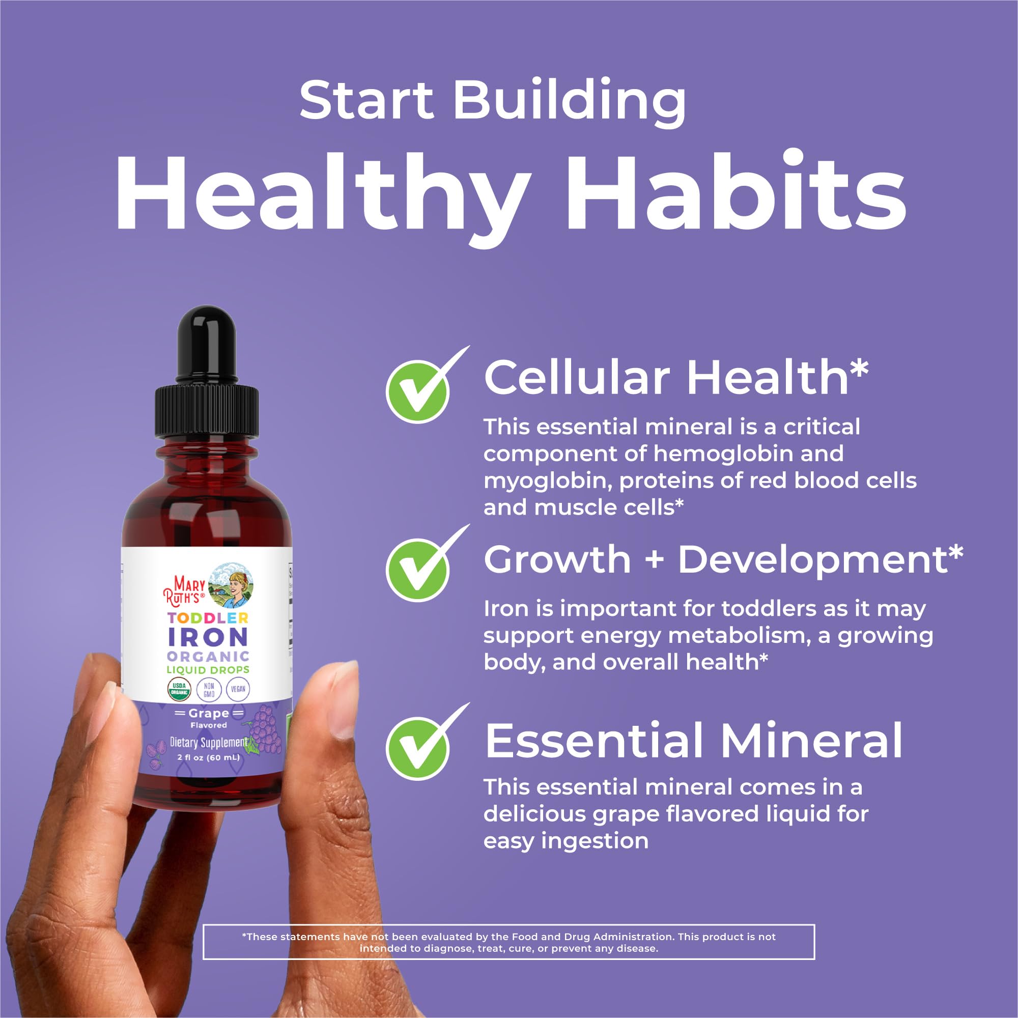 MaryRuth's Organic Toddler Liquid Iron Supplement, Sugar Free, Vegan, 2oz