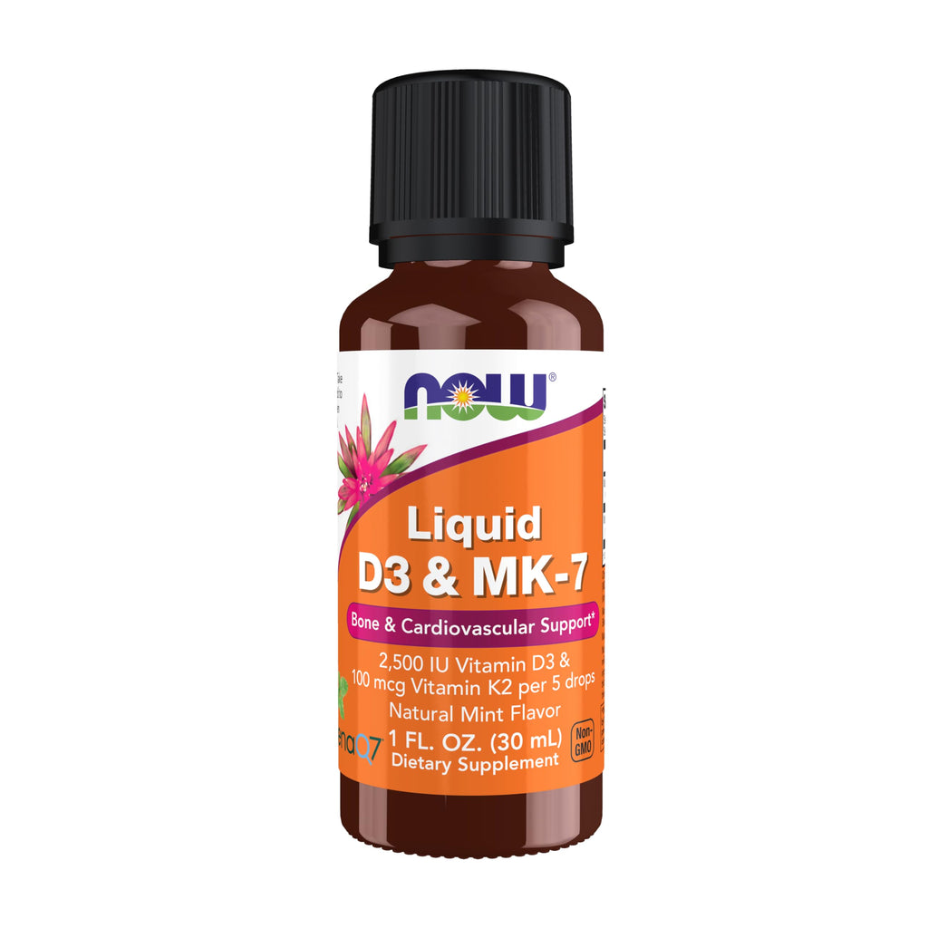 NOW Supplements, Liquid D-3 & MK-7, Mint Flavor, 1 oz