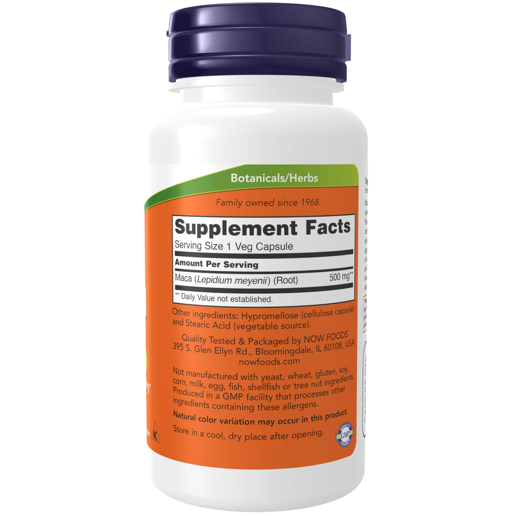 NOW Foods Supplements, Maca (Lepidium meyenii) 500 mg, For Men and Women, Reproductive Health*, 100 Veg Capsules