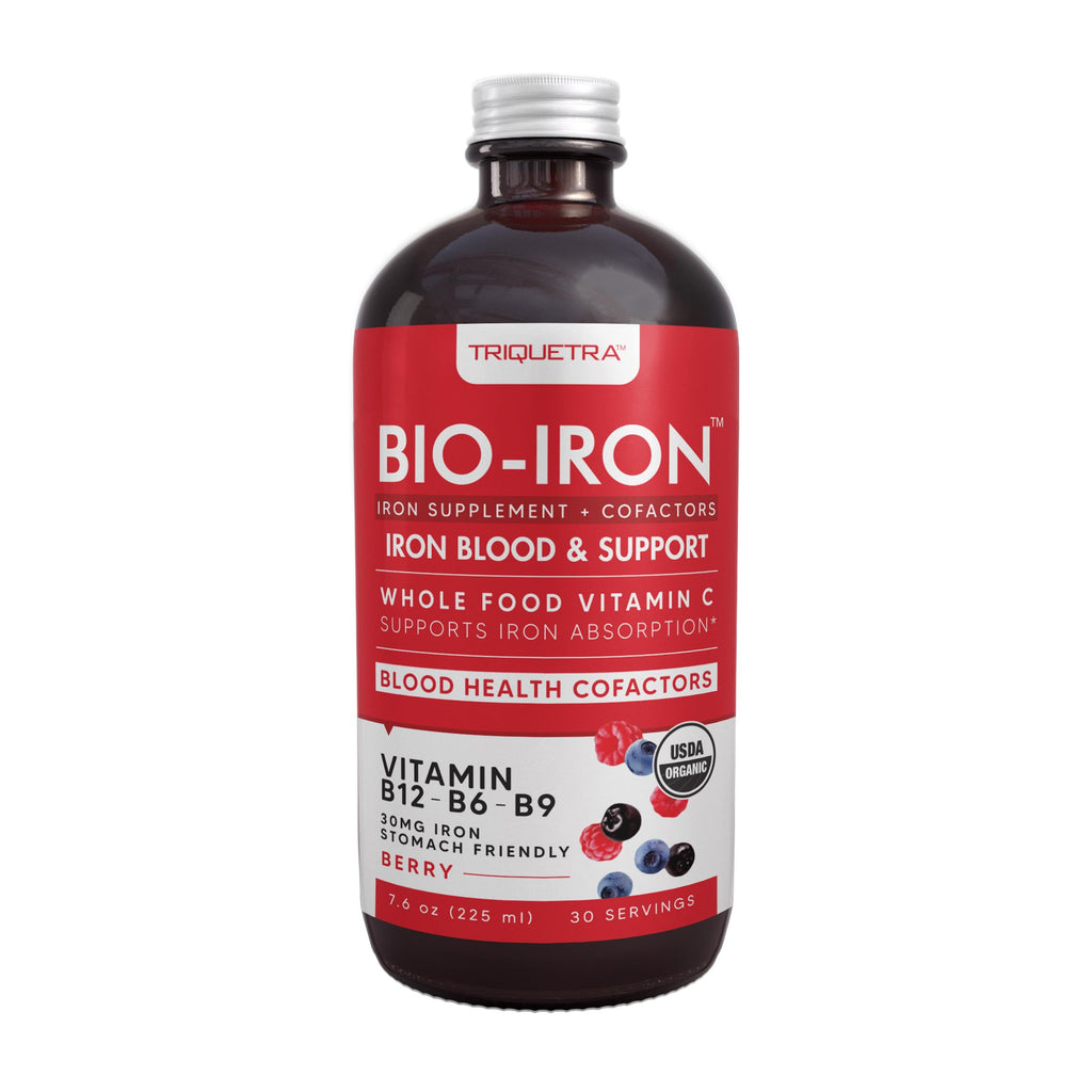 Liquid Iron Supplement | Organic Certified, Berry Flavor - Whole Food Vitamin C Absorption Boost & Blood Building B Vitamins - Methyl B12, L-Methylfolate & B6 - Supports Healthy Iron Levels - 7.6 oz