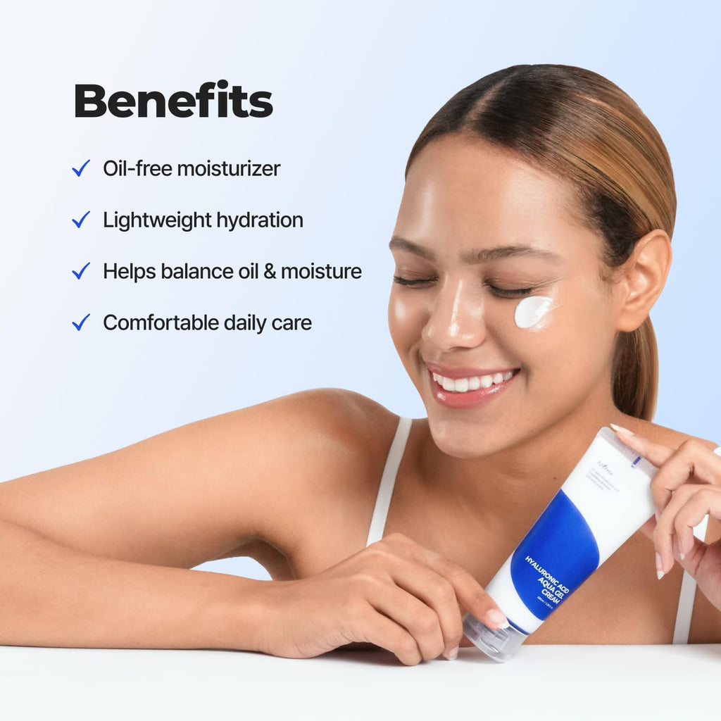 IsNtree Hyaluronic Acid Aqua Gel Cream | Lightweight Gel Moisturizer with Hyaluronic Acid | Korean Face Moisturizer, Quick-Absorbing & Non-Greasy Hydration, 3.38 fl oz