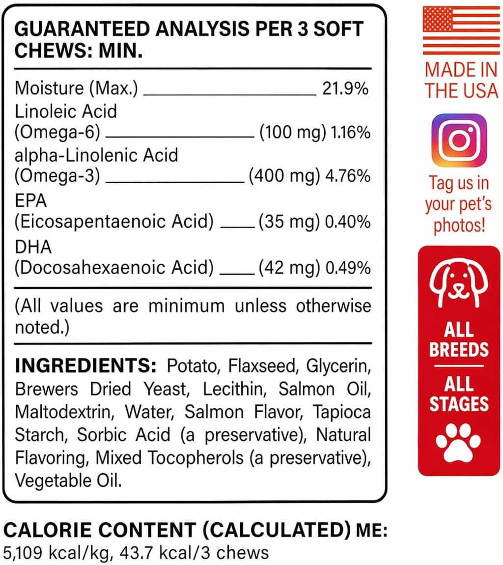 Omega 3 for Dogs - Fish Oil for Skin & Coat Health, Itch & Allergy Support