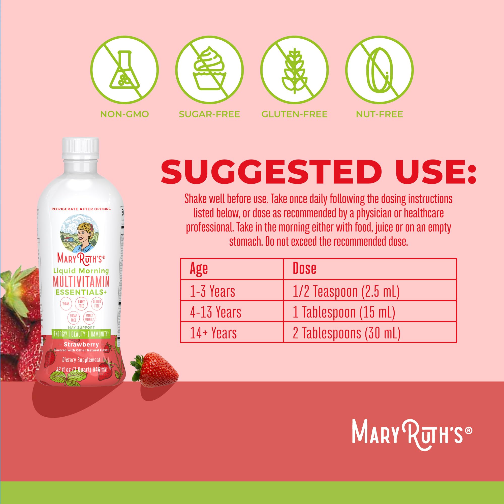 MARYRUTH'S Liquid Morning Multivitamin (Strawberry) & Liquid Nighttime Multimineral (Pineapple) | Clean Label Project Verified® | Vitamins & Magnesium for Energy, Bedtime, & Overall Health | Vegan