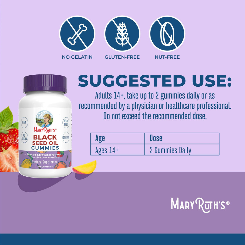 MARYRUTH'S Organics Black Seed Oil Gummies, Black Cumin Seed Oil Supplement
